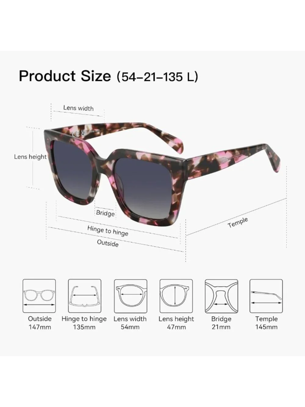 Trendy Oversized Polarized Square Sunglasses for Women - UV400 Retro Shades